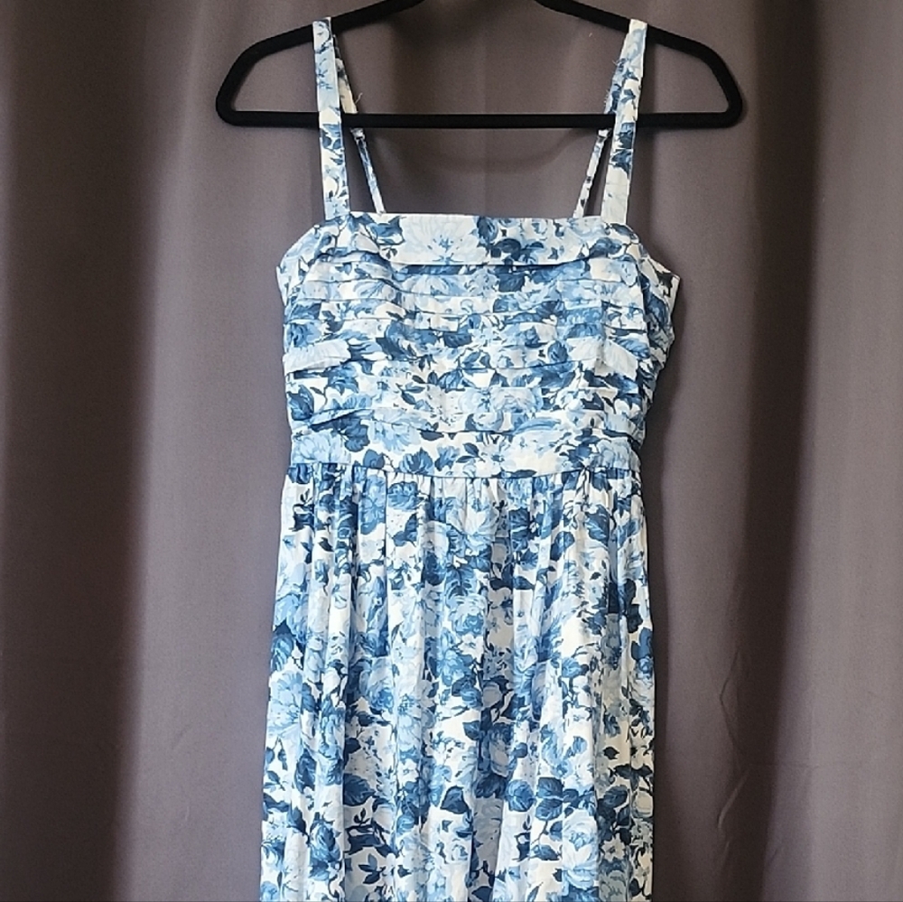 Abercrombie & Fitch Blue and White Floral Emerson Midi Dress